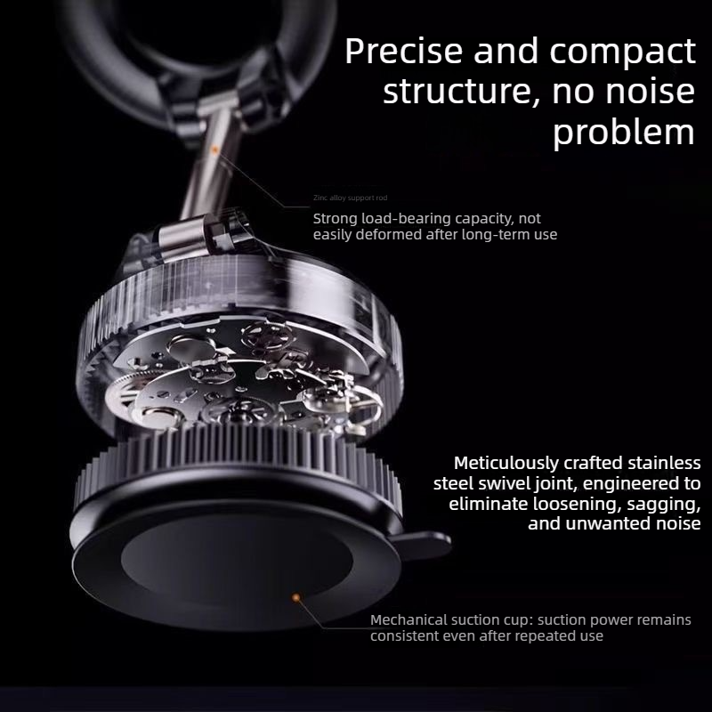 Vacuum and Magnetic Car Phone Mount, 3-Axis Foldable and Rotating Navigation Mount, Residue-Free Universal Desktop/Car Phone Mount - Black
