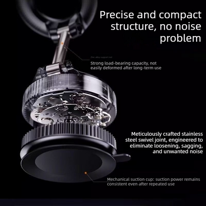 Vacuum and Magnetic Car Phone Mount, 3-Axis Foldable and Rotating Navigation Mount, Residue-Free Universal Desktop/Car Phone Mount - Black