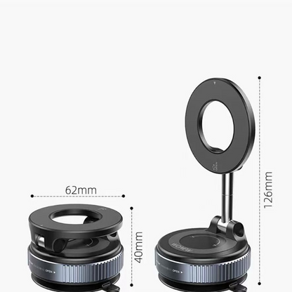Vacuum and Magnetic Car Phone Mount, 3-Axis Foldable and Rotating Navigation Mount, Residue-Free Universal Desktop/Car Phone Mount - Black
