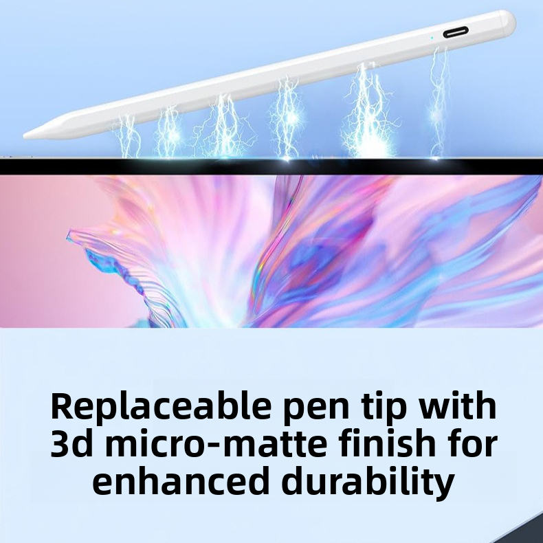 Magnetic iPad Capacitive Stylus, Compatible with Apple Tablets, Replaceable Tip Drawing Stylus - White