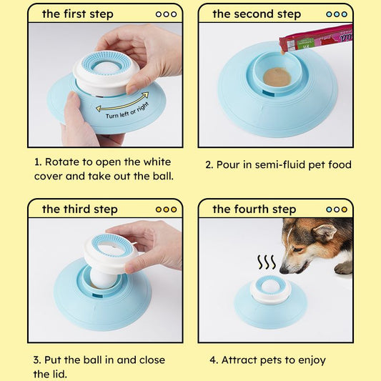 Pet Slow Feeder Bowl with Food Dispenser, Non-Slip, Universal Puzzle Feeder for Cats and Dogs - White