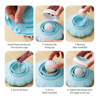 Slow Feeder Bowl for Pets, Non-Slip Puzzle Feeder for Cats and Dogs - Blue