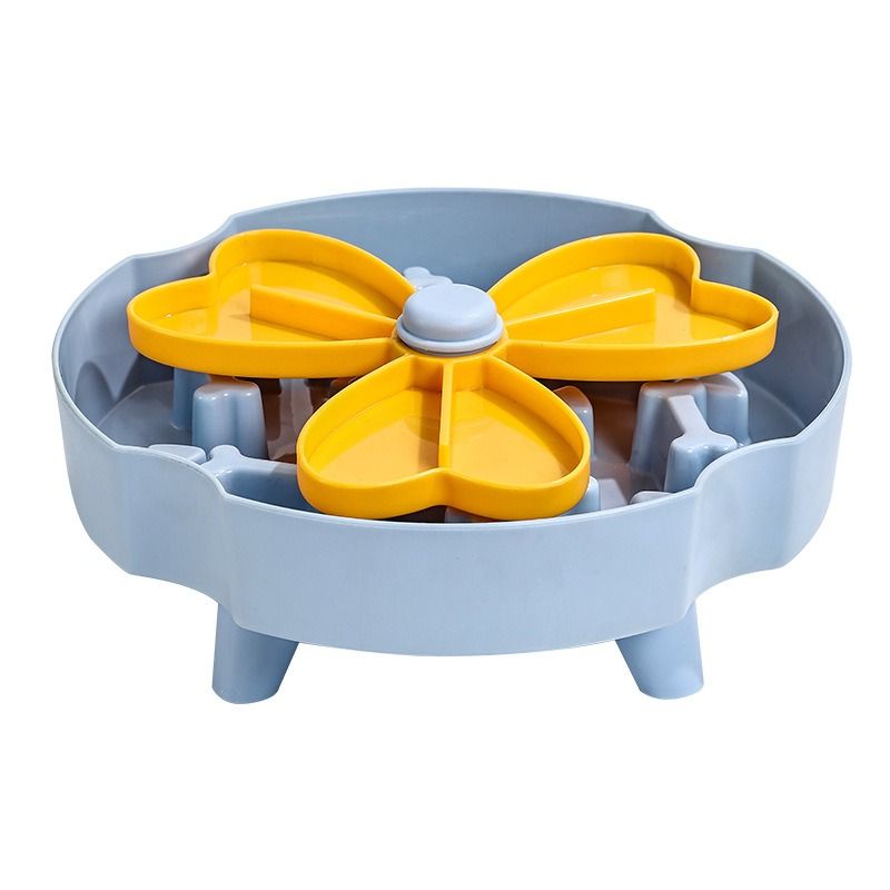Detachable Rotating Slow-Feeding Pet Bowl, Non-Slip and Choke-Proof Feeding Bowl - Blue