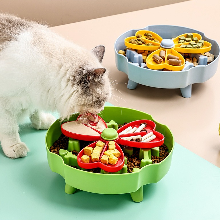 Detachable Rotating Slow-Feeding Pet Bowl, Non-Slip and Choke-Proof Feeding Bowl - Green