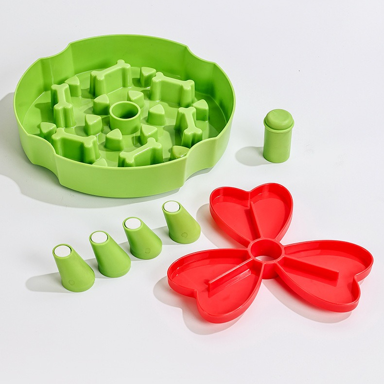 Detachable Rotating Slow-Feeding Pet Bowl, Non-Slip and Choke-Proof Feeding Bowl - Green