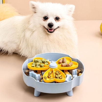 Detachable Rotating Slow-Feeding Pet Bowl, Non-Slip and Choke-Proof Feeding Bowl - Green