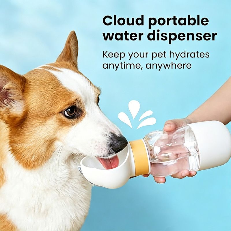350ML Portable Outdoor Pet Water Cup, Leak-Proof Travel Water Dispenser - White