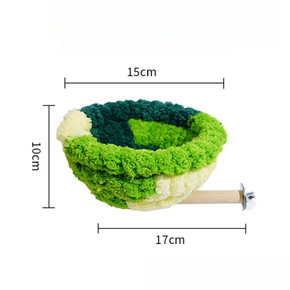 2-in-1 Parrot Perch Warm Bed Nest, Coral Fleece Hanging Bird Cage Sleeping Hut for Budgies, Cockatiels, Lovebirds, and Small Parrots - Winter Warm House - Green