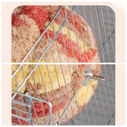 Thick Coral Fleece Winter Bird House with Plastic Frame & Metal Screw Hook for Budgies and Cockatiels - Blue