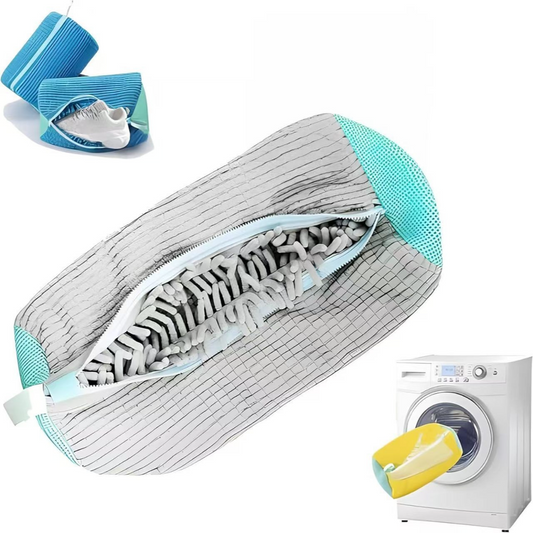 2-Pack Washing Machine Shoe Wash Bags, Thick Chenille Lining Anti-Deformation Shoe Laundry Bags with Durable Zippers for Sneakers and Canvas Shoes - Gray