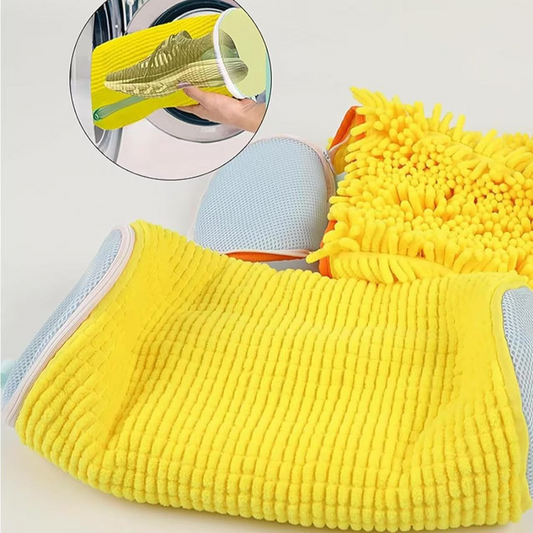 2-Pack Washing Machine Shoe Wash Bags, Thick Chenille Lining Anti-Deformation Shoe Laundry Bags with Durable Zippers for Sneakers and Canvas Shoes - Gray