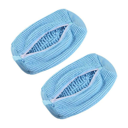 2-Pack Washing Machine Shoe Wash Bags, Thick Chenille Lining Anti-Deformation Laundry Bags with Durable Zippers for Sneakers and Canvas Shoes - Blue