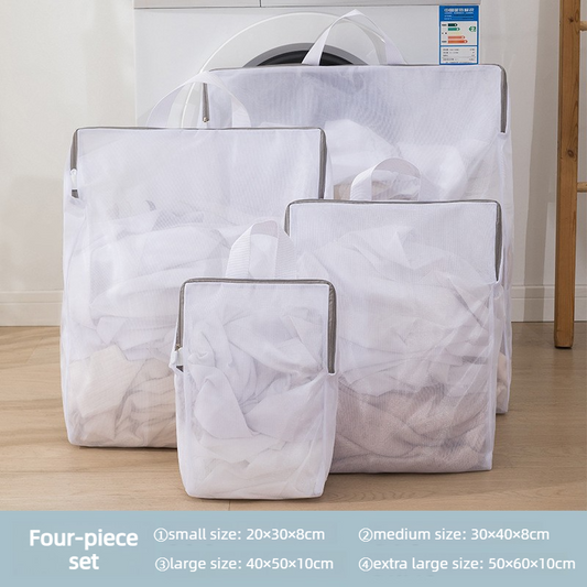 Fine Mesh Laundry Bag Set, 4 Pieces Anti-Snag Washing Bags with Zipper and Handle, for Delicate Clothes,  Bras, Household Laundry