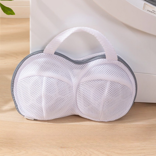 3D Support Bra Laundry Bag, Thick Mesh Bra Wash Bag with Zipper & Handle, Anti-Deformation Bra Protector for Washing Machine - Gray