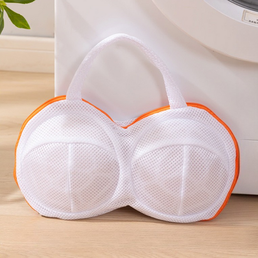 3D Support Bra Laundry Bag, Thick Mesh Bra Wash Bag with Zipper & Handle, Anti-Deformation Bra Protector for Washing Machine - Orange
