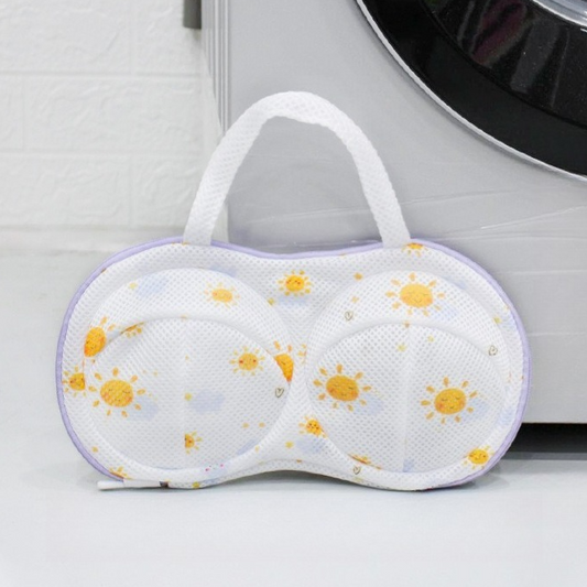 3D Support Bra Laundry Bag, Thick Mesh Bra Wash Bag with Zipper & Handle, Anti-Deformation Bra Protector for Washing Machine - Off-White