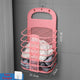 Wall-Mounted Foldable Laundry Basket, No-Drilling Hanging Dirty Clothes Hamper for Bathroom - Pink