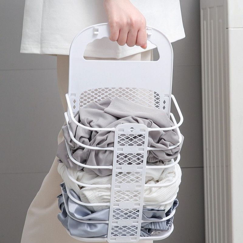 Wall-Mounted Foldable Laundry Basket, No-Drilling Hanging Dirty Clothes Hamper for Bathroom - Pink