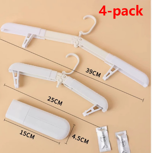 4-Pack Portable Foldable Travel Clothes Hangers, Extendable Anti-Slip Clips, Multifunctional Laundry Hangers for Trips and Hotels—Black