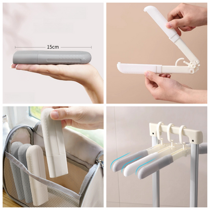 4-Pack Portable Foldable Travel Clothes Hangers, Extendable Anti-Slip Clips, Multifunctional Laundry Hangers for Trips and Hotels—Black