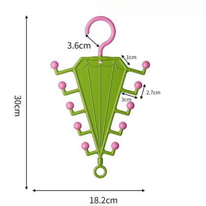 2-Piece V-Shaped Double-Sided 10-Hook Hanger Organizer, Stackable Multi-Purpose Storage Rack for Hats, Scarves, and Belts—Green
