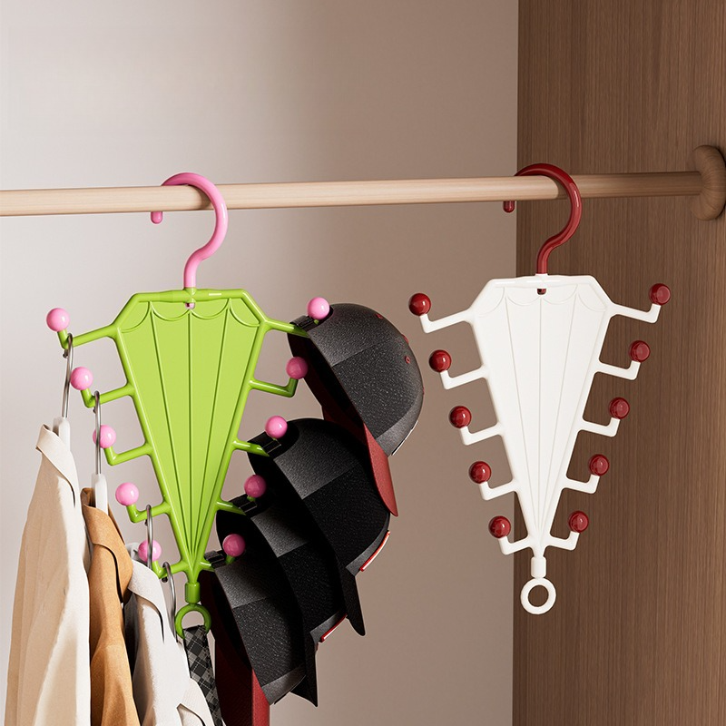 2-Piece V-Shaped Double-Sided 10-Hook Hanger Organizer, Stackable Multi-Purpose Storage Rack for Hats, Scarves, and Belts—White