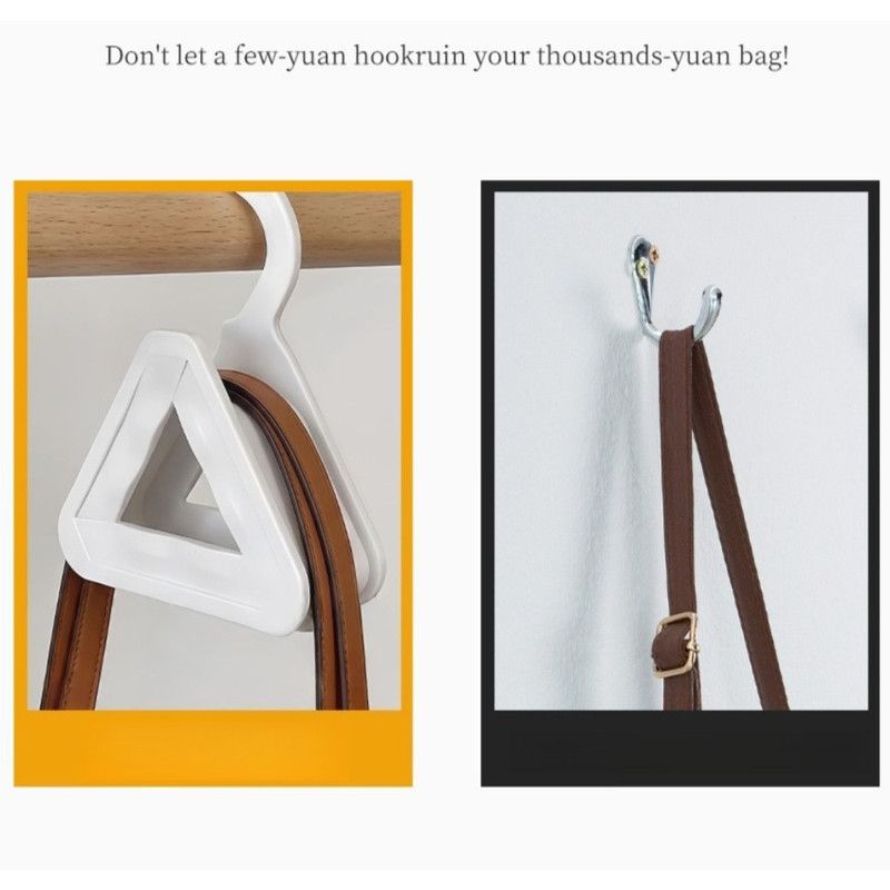 2-Pack Triangular No-Mark Bag Storage Hooks, Multi-Purpose Anti-Crease Hanger for Handbags, Scarves, and Ties—Beige