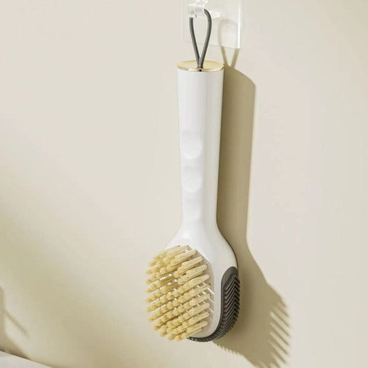 Refillable Liquid Shoe Brush, Soft-Bristle Press-Discharge Laundry Brush for Cleaning Shoes and Clothes—White
