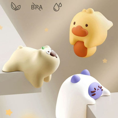 4-Pack Cartoon Animal Corner Guards, Safety Table Edge Protectors, Self-Adhesive PVC Anti-Collision Corner Pads—Beige