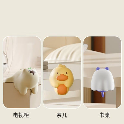 4-Pack Cartoon Animal Corner Guards, Safety Table Edge Protectors, Self-Adhesive PVC Anti-Collision Corner Pads—Beige