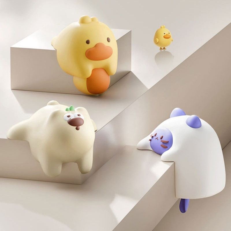 4-Pack Cartoon Animal Corner Guards, Safety Table Edge Protectors, Self-Adhesive PVC Anti-Collision Corner Pads—Beige