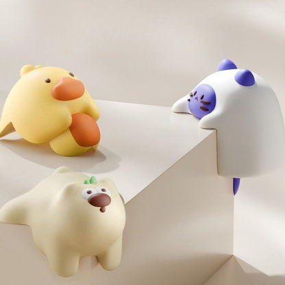 4-Pack Cartoon Animal Corner Guards, Safety Table Edge Protectors, Self-Adhesive PVC Anti-Collision Corner Pads—Beige