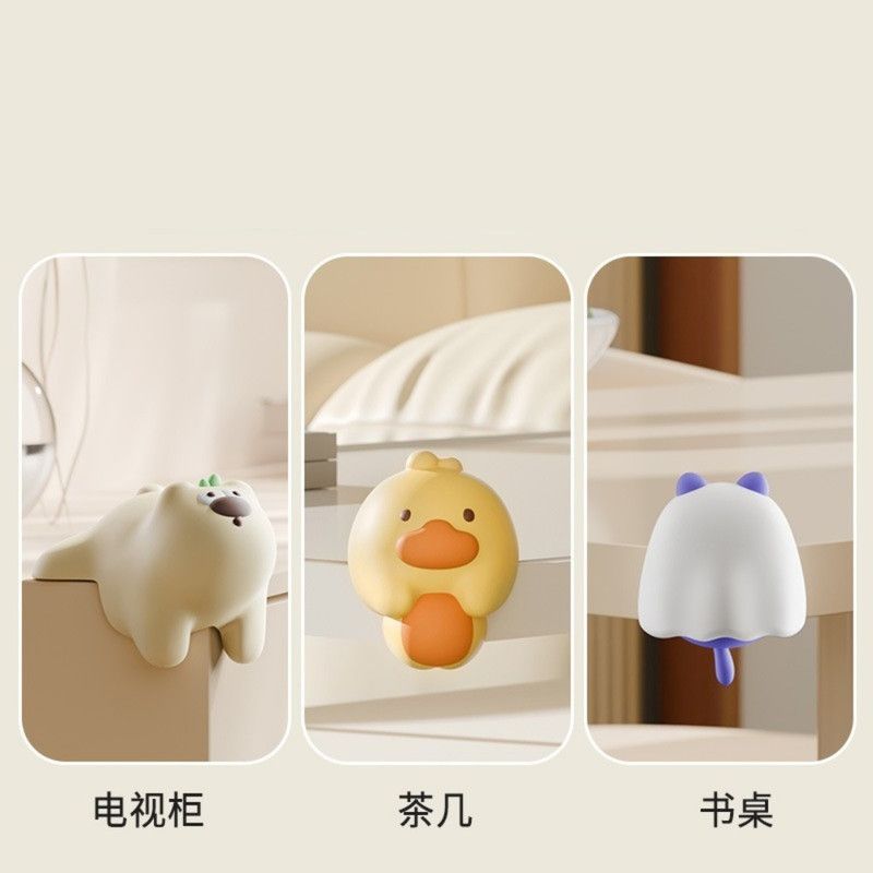 4-Pack Cartoon Animal Corner Guards, Safety Table Edge Protectors, Self-Adhesive PVC Anti-Collision Corner Pads—Yellow
