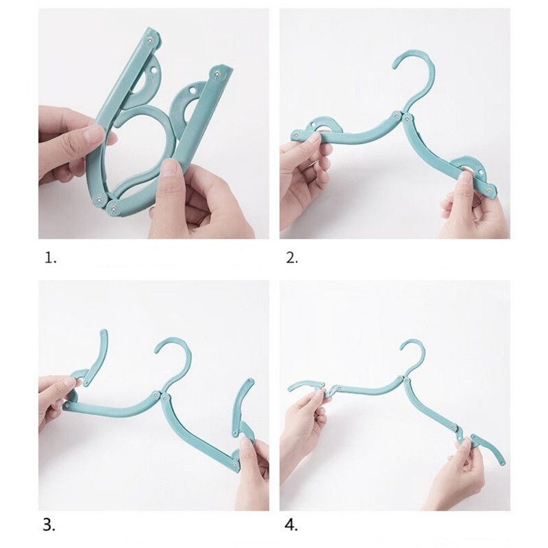 Portable Foldable Travel Clothes Hanger Set, Includes Clips, Clothes Rack With Storage Bag For Business Trips and Home Use—Blue