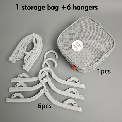 Portable Foldable Travel Clothes Hanger Set, Clothes Rack With Storage Bag For Business Trips and Home Use—Gray