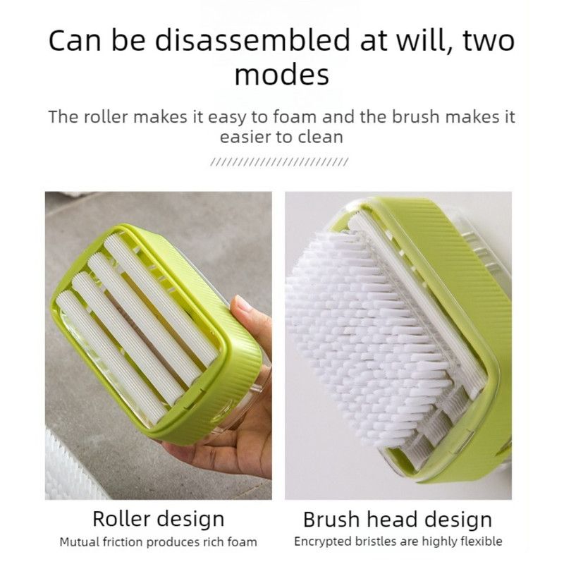 Multi-Function Soap Foaming Box with Roller, No-Rub Drain, Soap Storage Case, and Integrated Laundry Brush—Yellow