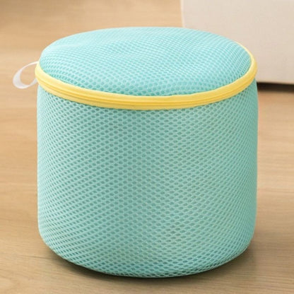 Cylindrical Sandwich Mesh Bra Laundry Bag, Anti-Deformation Underwear Washing Bag — Blue