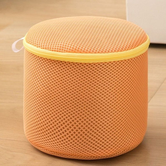 Cylindrical Sandwich Mesh Bra Laundry Bag, Anti-Deformation Underwear Washing Bag — Orange