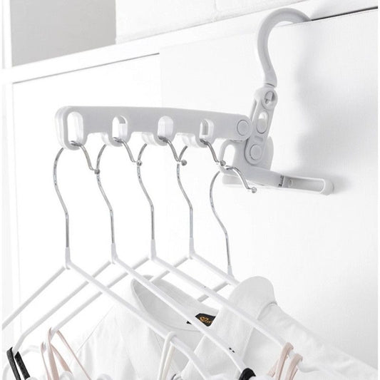 Portable Folding 5-hole Travel Clothes Hanger, Multi-purpose Clip-on Laundry Rack For Hotel Indoor Trip