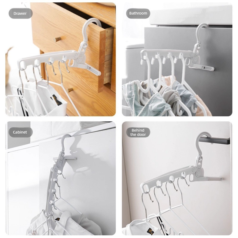 Portable Folding 5-hole Travel Clothes Hanger, Multi-purpose Clip-on Laundry Rack For Hotel Indoor Trip