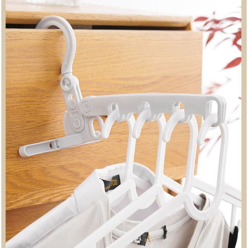 Portable Folding 5-hole Travel Clothes Hanger, Multi-purpose Clip-on Laundry Rack For Hotel Indoor Trip