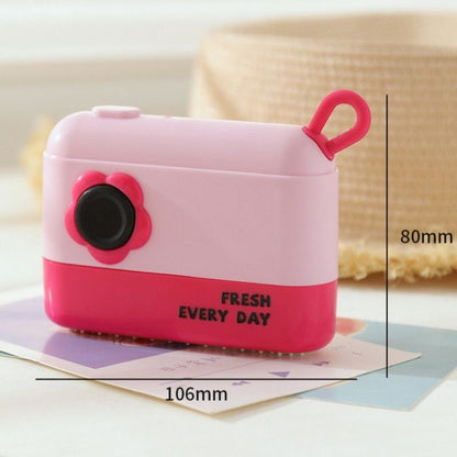 3-in-1 Camera-Shaped Washable Lint Roller, Reusable Portable Pet Hair Remover & Fabric Shaver Brush—Pink
