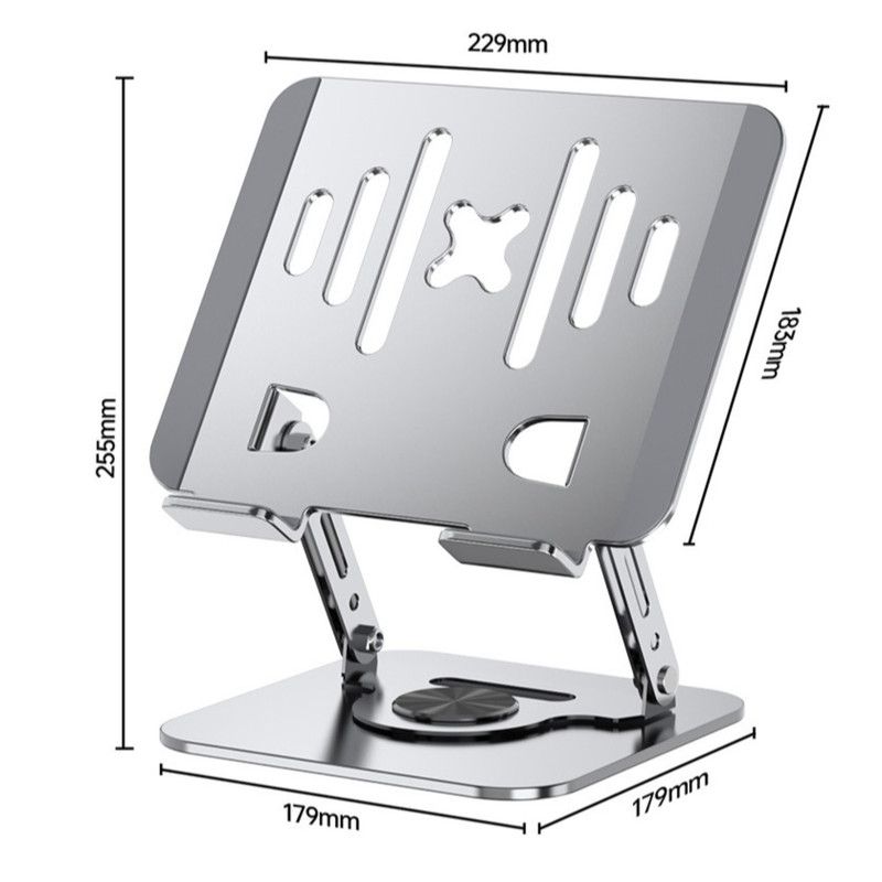 Dual Bar Carbon Steel Laptop Stand, Hollow Cooling, Height-Adjustable, Foldable Riser, Fits Laptops Up to 18 IN—Gray