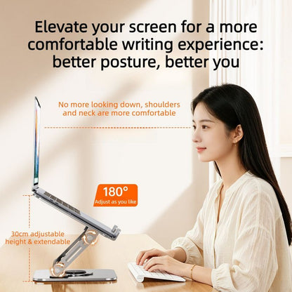 Laptop Stand, Thick Dual-Arm Height-Adjustable Cooling Riser, Compatible with Laptops Up to 17.3 Inches—Silver