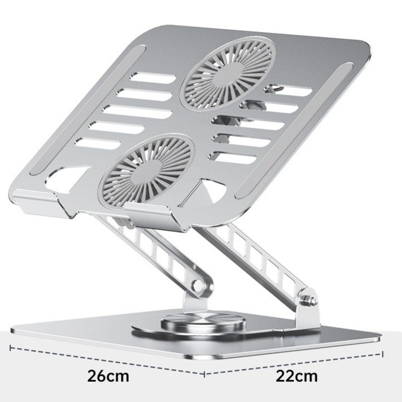 Dual Turbine Fan Cooling Metal Laptop Stand, Thick Dual Arms, Foldable, Height-Adjustable Riser—Pink