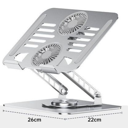 Dual Turbine Fan Cooling Metal Laptop Stand, Thick Dual Arms, Foldable, Height-Adjustable Riser—Pink