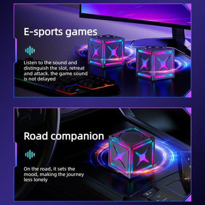 RGB Bluetooth 5.3 Speaker, Dual Speakers with 360° Surround Stereo Sound, FM Radio Included—Pink