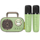 Dual Mic Karaoke Speaker, Portable Bluetooth Karaoke Audio Set, Family Wireless Microphone KTV Speaker—Green