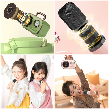 Dual Mic Karaoke Speaker, Portable Bluetooth Karaoke Audio Set, Family Wireless Microphone KTV Speaker—Green