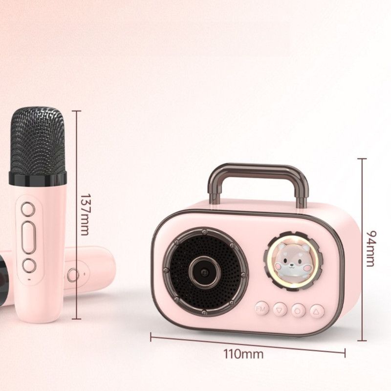 Dual Mic Karaoke Speaker, Portable Bluetooth Karaoke Audio Set, Family Wireless Microphone KTV Speaker—White